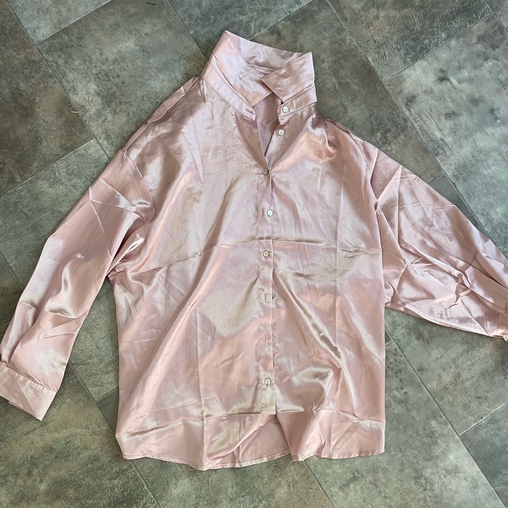 Pink, satin long sleeve, SHEIN.